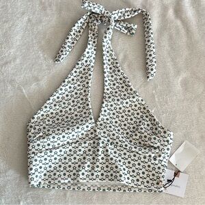 Originality Women’s Floral Halter Top Cropped Size Small NEW Retro Beachy Boho